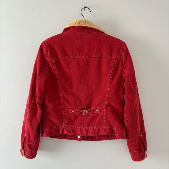 Levi’s Vintage Red Corduroy Sherpa Lined Jacket Button-Up Collar Heavy Y2K - Picture 5 of 7